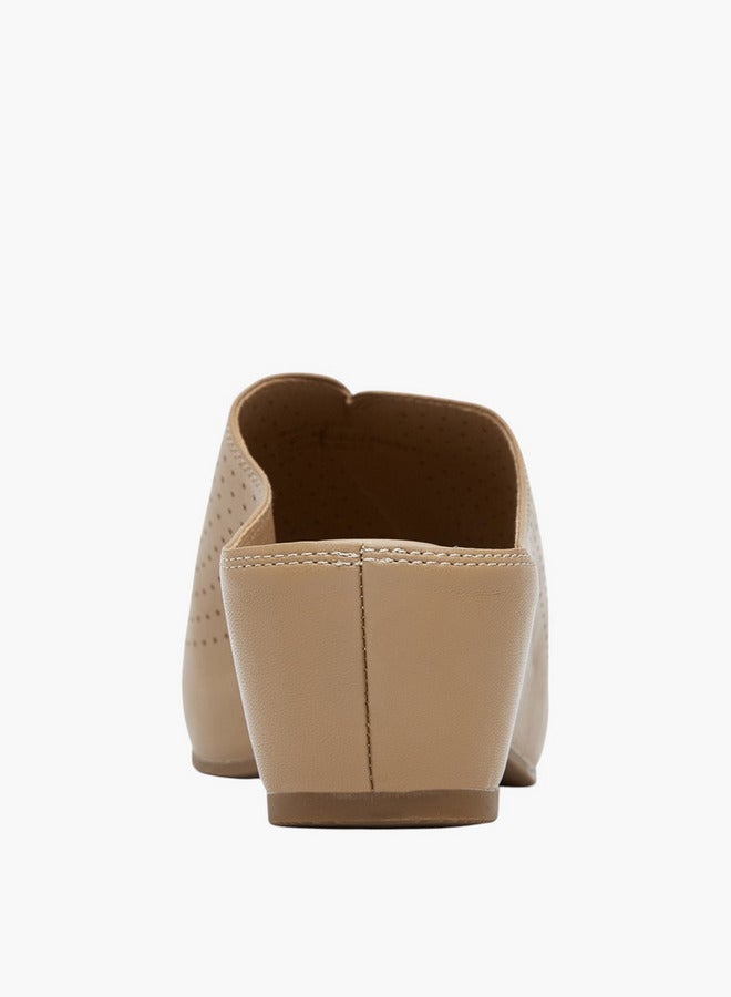 Paprika Women's Perforated Slip-On Peep Toe Sandals with Wedge Heels - Image 3