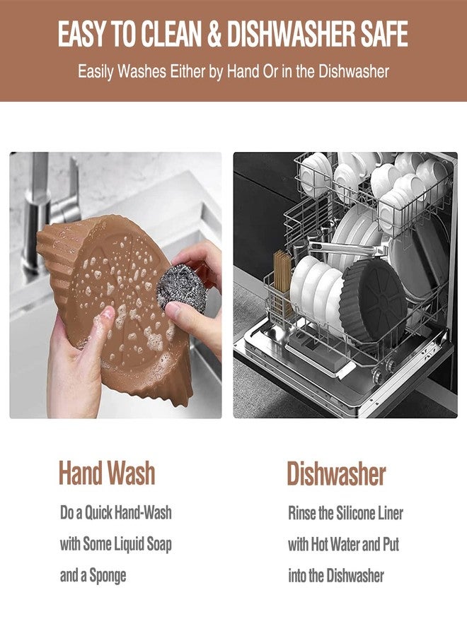 AKSDTH 2 Pack Air Fryer Silicone Liners Pot for 3 to 5 QT, Air Fryer Silicone Basket Bowl, Replacement of Flammable Parchment Paper, Reusable Baking Tray Oven Accessories, Brown+Blk, (Top 8in, Bottom 6.75in) - Image 5