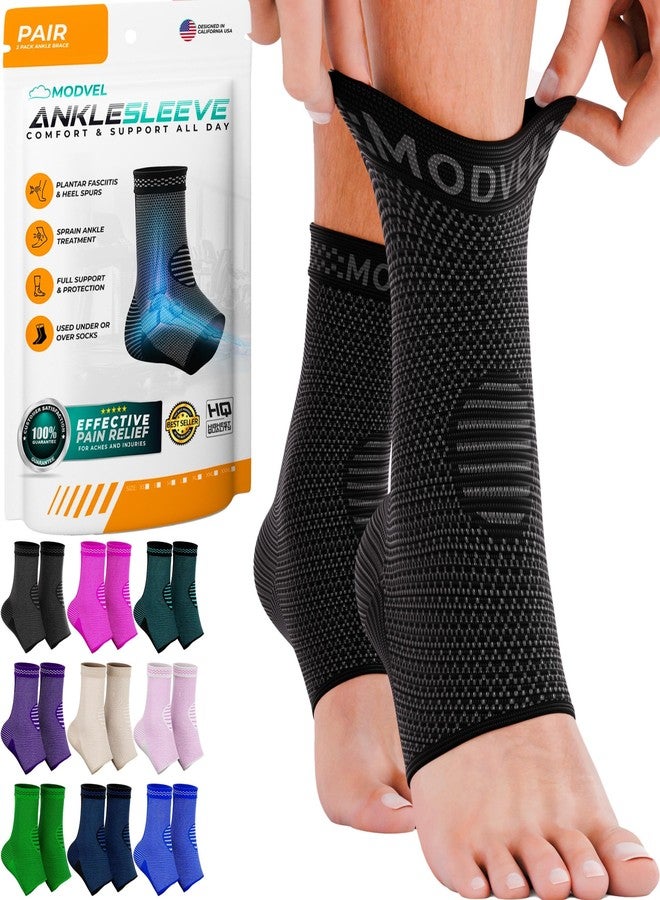 Modvel Foot & Ankle Brace Socks for Sprained Ankle Compression Sleeve - Plantar Fasciitis Relief Brace, Foot Support for Women & Men - Tendonitis & Arthritis Foot Sleeve, Stabilizing Ankle Wrap - Image 1