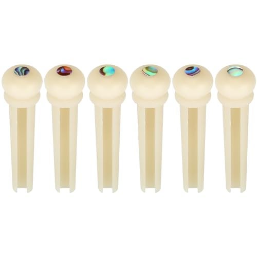 Blisstime 6pcs Unbleached Guitar Bone Bridge Pins Natural Bone Color Replacement Parts with Abalone Dot - Image 3