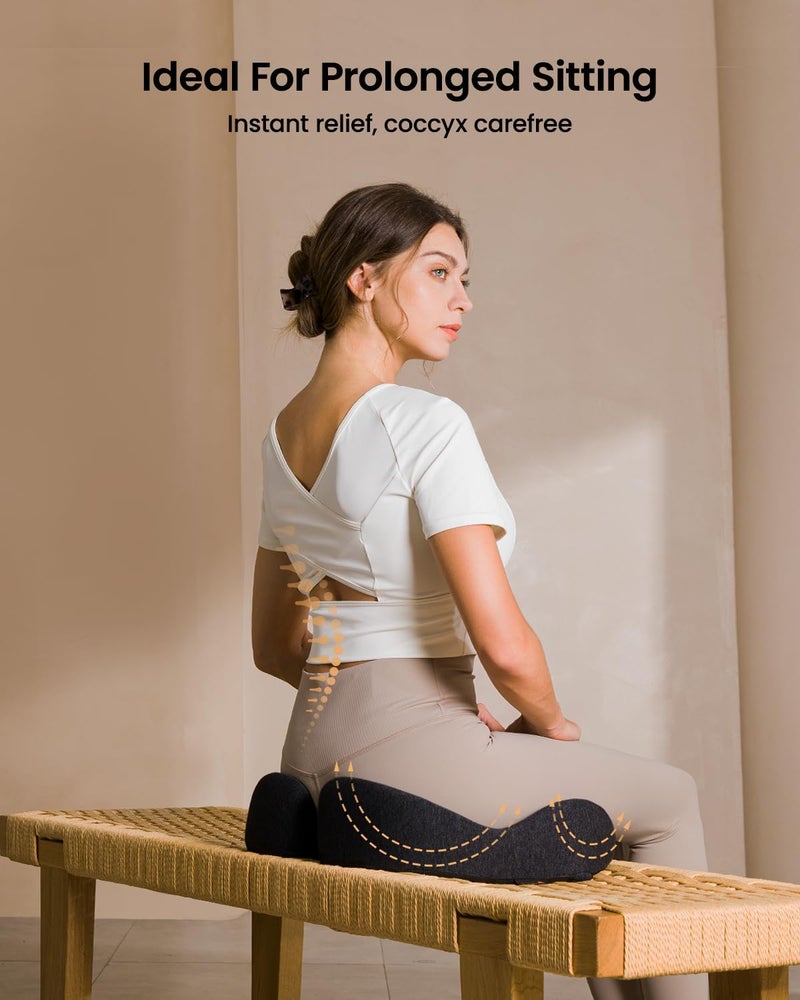 ProtoArc Ergonomic Memory Foam Seat Cushion for Sciatica and Tailbone Pain Relief - Black - Image 3