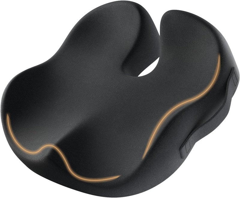 ProtoArc Ergonomic Memory Foam Seat Cushion for Sciatica and Tailbone Pain Relief - Black - Image 1