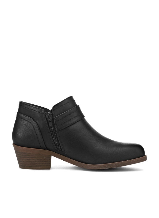 mysoft Women's Ankle Boots Low Chunky Stacked Heel Comfortable Round Toe booties with Side Zipper Shoes - Image 1