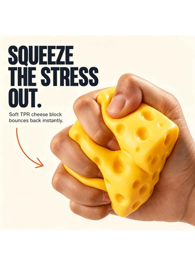 Squishy Swiss Cheese Stress Relief Toy,2PCS,11 cm/7cm,Soft Slow Rising Fidget Sensory Squeeze Ball for Adults Kids, Anxiety ADHD Autism Office Desk Toy, Cute Yellow Cheese Gift - Image 4