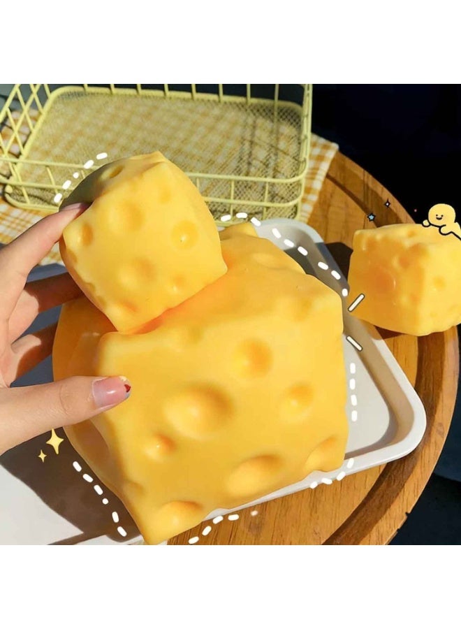 Squishy Swiss Cheese Stress Relief Toy,2PCS,11 cm/7cm,Soft Slow Rising Fidget Sensory Squeeze Ball for Adults Kids, Anxiety ADHD Autism Office Desk Toy, Cute Yellow Cheese Gift - Image 2