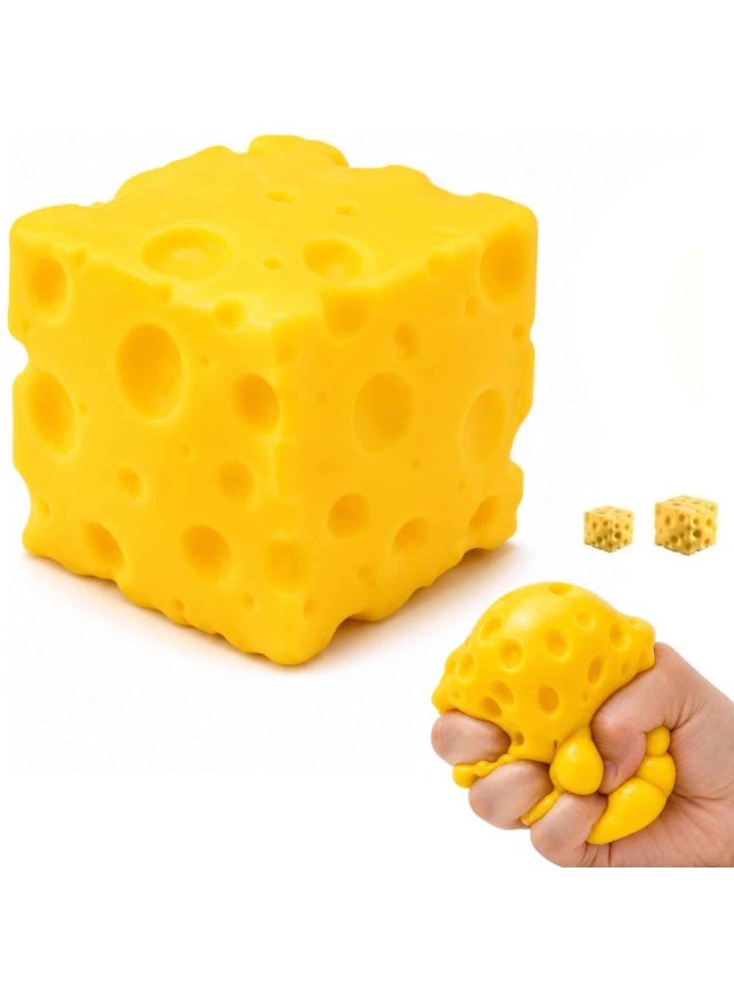 Squishy Swiss Cheese Stress Relief Toy,2PCS,11 cm/7cm,Soft Slow Rising Fidget Sensory Squeeze Ball for Adults Kids, Anxiety ADHD Autism Office Desk Toy, Cute Yellow Cheese Gift - Image 1