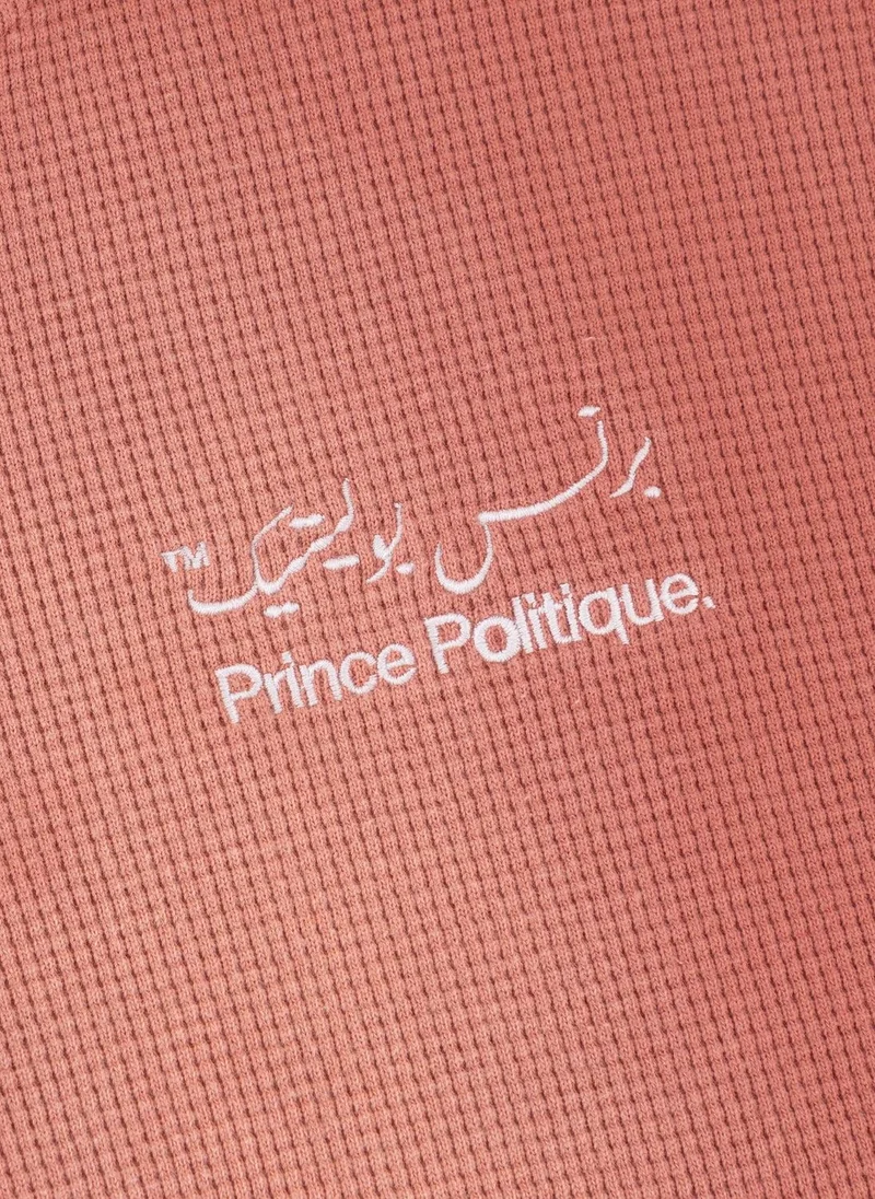 Prince Politique Dusty Pink Party Waffle Cotton Zip-Through Hoodie  | Best Price UAE