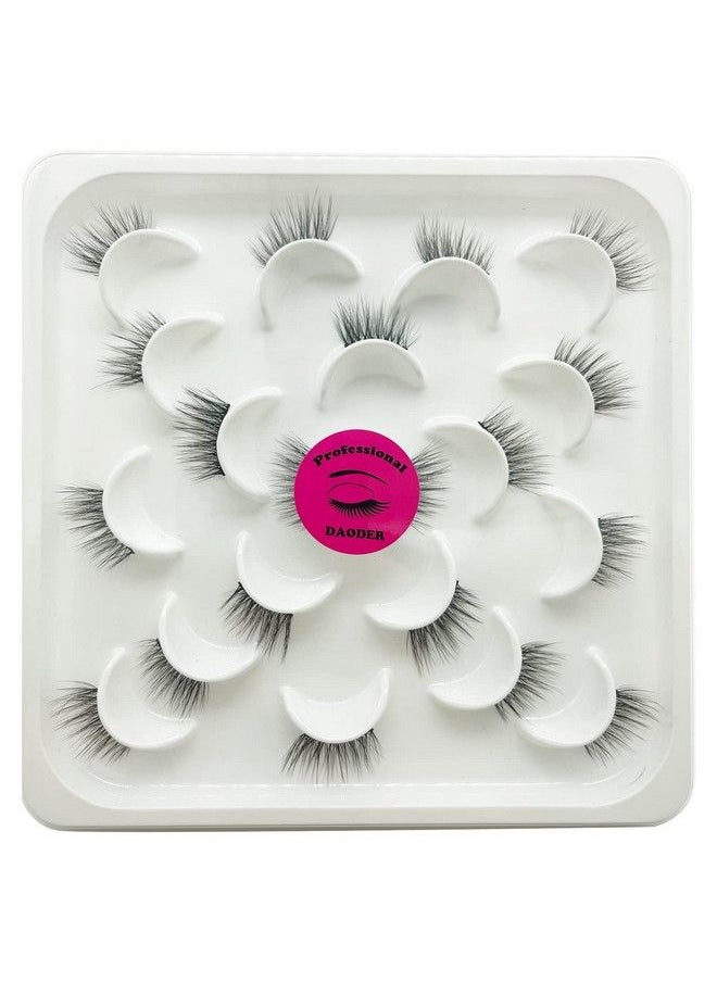DAODER False Eyelashes Half Lashes Natural Look Wispy Mink Lashes Fluffy Fake Eye Lashes Pack 3D Cat Eye Lashes Pack 10 Pairs(Half Lashes Fluffy)  - Image 2