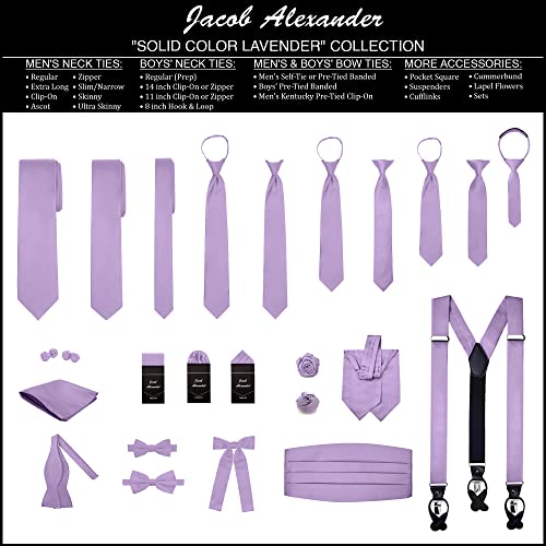 Jacob Alexander Boy's Kids Pretied Banded Adjustable Solid Color Bowtie - Lavender - Image 4