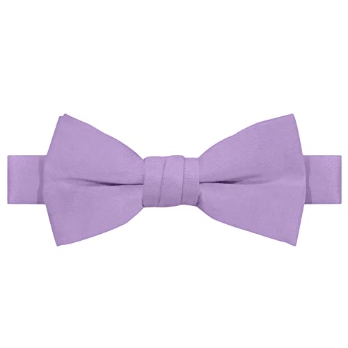 Jacob Alexander Boy's Kids Pretied Banded Adjustable Solid Color Bowtie - Lavender - Image 1