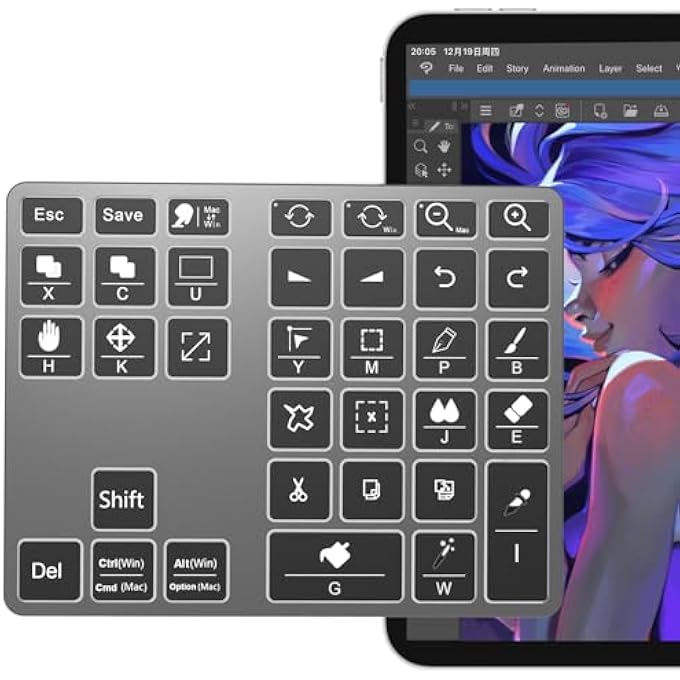 rayihni WIRELESS SHORTCUT KEYBOARD FOR CLIP STUDIO PAINT, RECHARGEABLE ...
