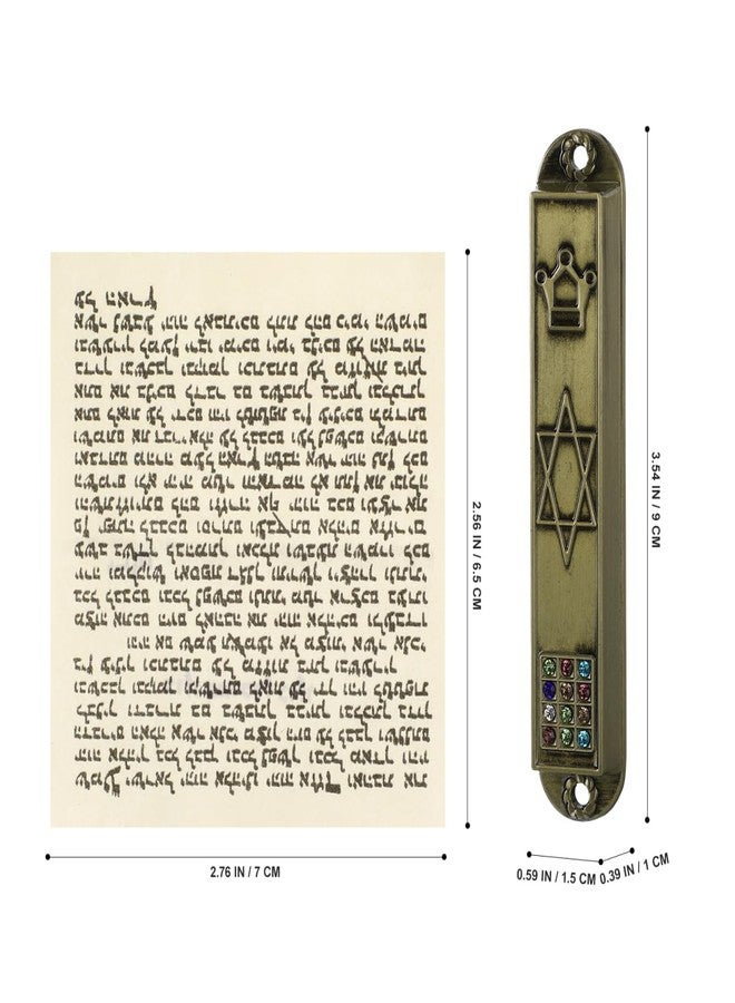 Baluue Set of 5 Mezuzah with Scroll for Door Metal Jewish Home Decor Vintage Blessing Plaque Hebrew and English Wall Mount - Image 2