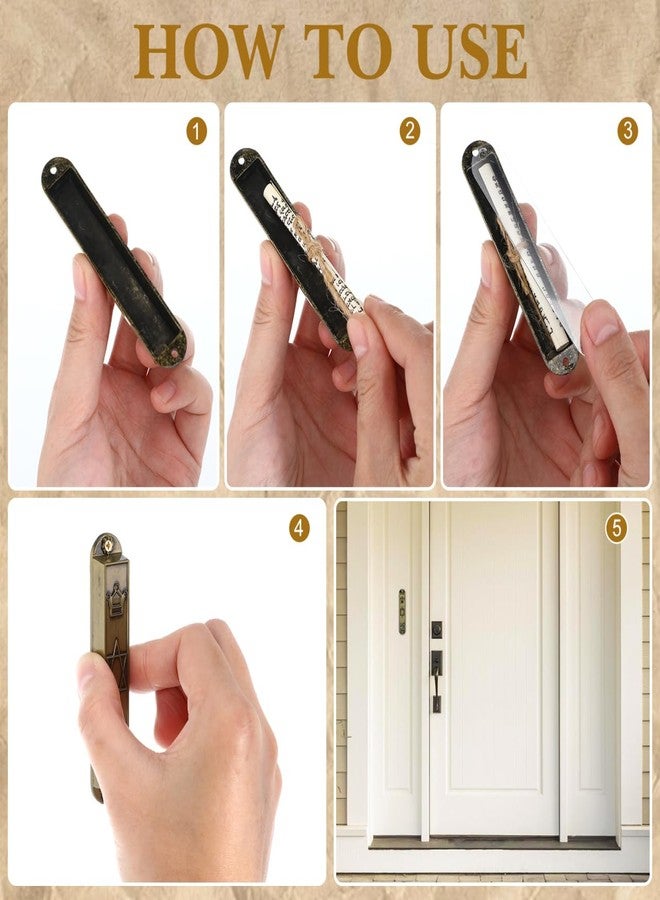 Baluue Set of 5 Mezuzah with Scroll for Door Metal Jewish Home Decor Vintage Blessing Plaque Hebrew and English Wall Mount - Image 5