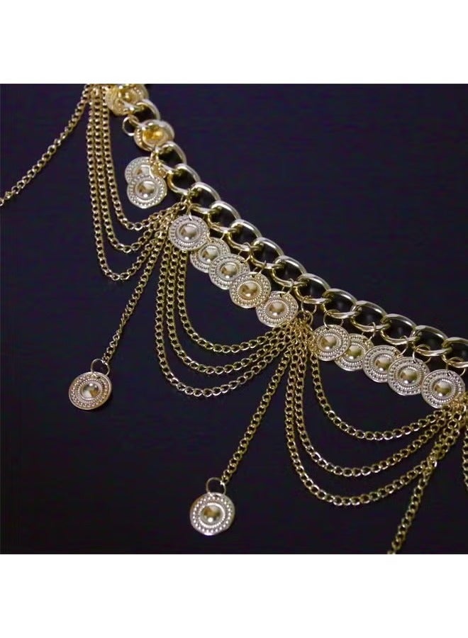 Waist Chain Gold Coin Pendant and Tassel Detail Gold Mtal Waist Chain Jewelry Accessories Adjustable Waist - Image 4