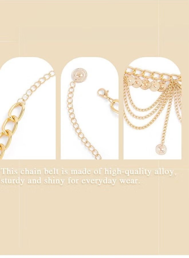 Waist Chain Gold Coin Pendant and Tassel Detail Gold Mtal Waist Chain Jewelry Accessories Adjustable Waist - Image 5