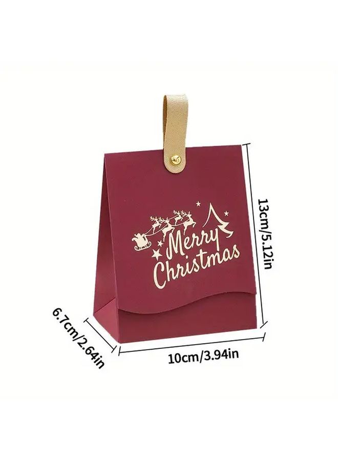 12 Green Christmas Theme Gift Bags 5.12x3.94x2.64 Inches Red Gold Foil - Image 3