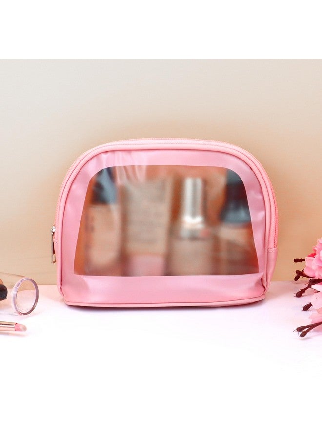 NFI essentials Semicircle Makeup Pouch for Women, Transparent Washbag Pouch Travel Makeup Bag Portable Carry Toiletry Storage Bag Cosmetic Organizer Bag Pouch for Girls - Image 2