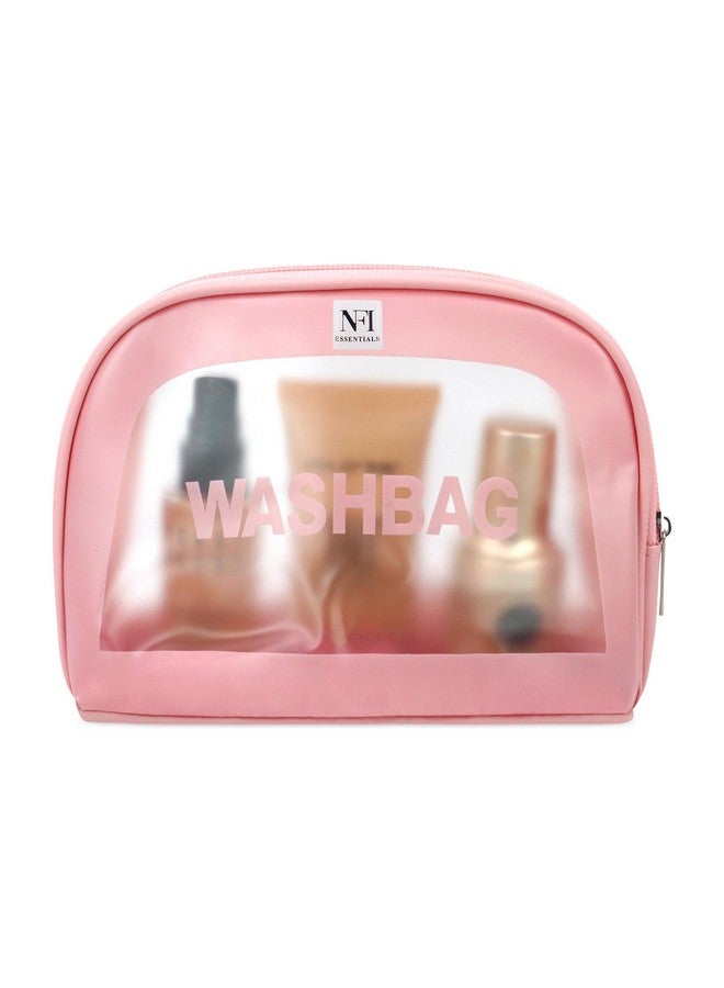 NFI essentials Semicircle Makeup Pouch for Women, Transparent Washbag Pouch Travel Makeup Bag Portable Carry Toiletry Storage Bag Cosmetic Organizer Bag Pouch for Girls - Image 1