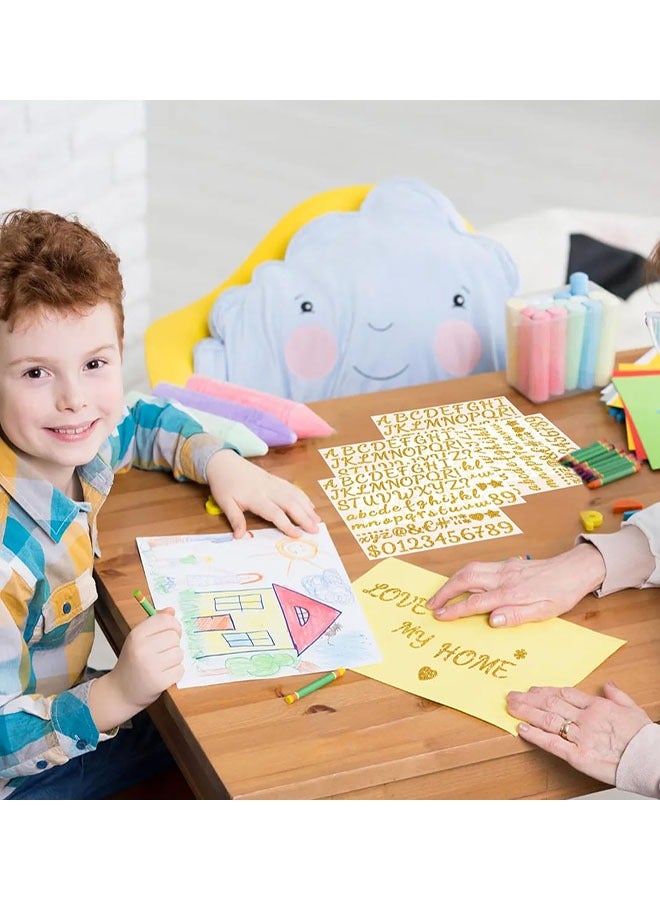 ملصقات حروف، 5 ورقات ملصقات حروف أبجدية حروف ملصقات ذهبية PVC، 1 بوصة ملصقات أرقام لامعة ذاتية اللصق لدفتر القصاصات زجاجات المياه كأس صندوق البريد ديكور الفصل الدراسي - Image 3