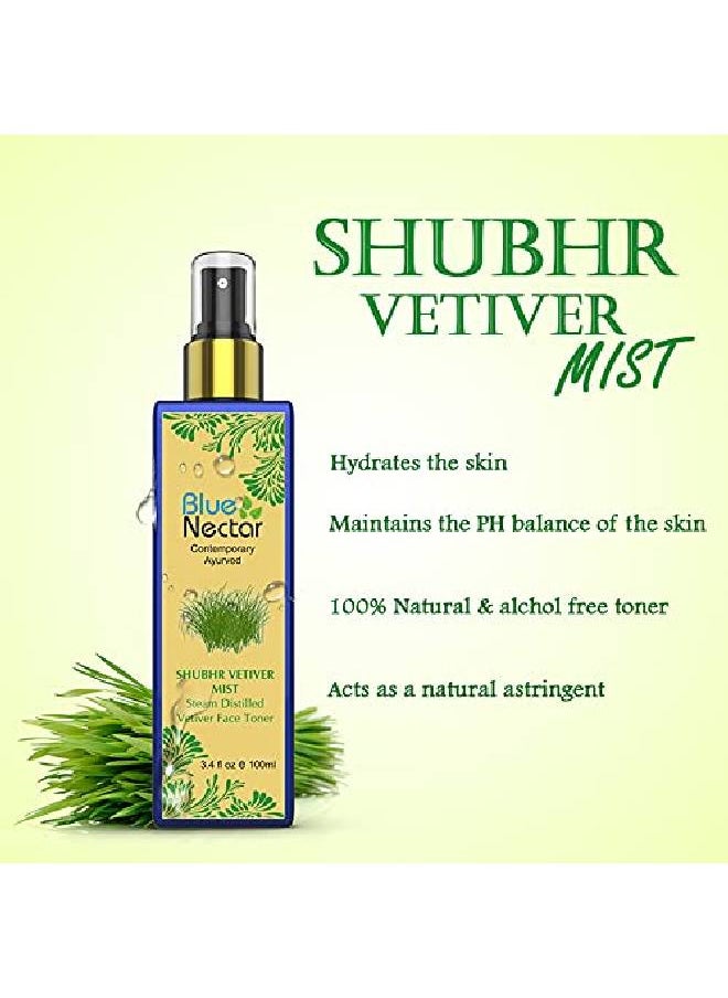 Blue Nectar Shubhr Steam Distilled Vetiver Toner Water & Cooling Calming Face Tonic Mist |Alcohol Free | Chemical & Preservative Free (100 ml)  - Image 3