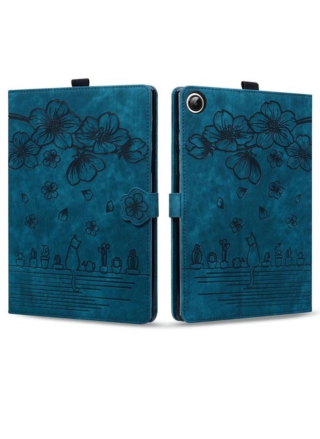 Green Tiger - Samsung Galaxy Tab A8 X200 Cartoon Sakura Cat Embossed Smart Leather Tablet Case Blue - Image 1
