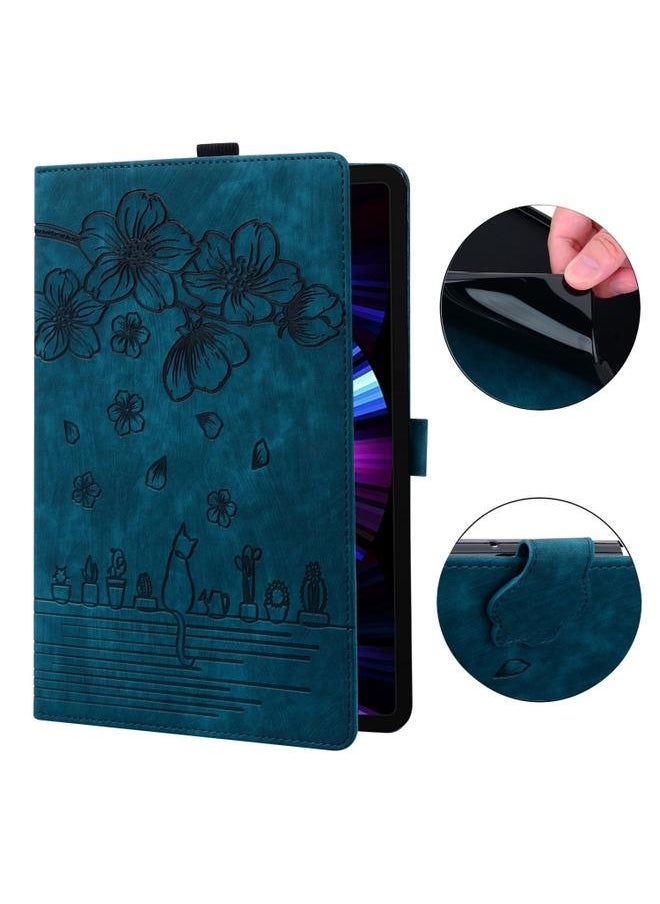 Green Tiger - Samsung Galaxy Tab A8 X200 Cartoon Sakura Cat Embossed Smart Leather Tablet Case Blue - Image 1
