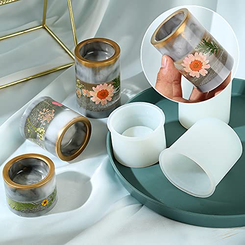 Wehous 3PCS Tealight Holder Mold Votive Candle Holder Resin Mold Cylinder Silicone Mould DIY Epoxy Resin Craft Jewelry Trinket Holder Tray for Party Wedding Home Decor - Image 3