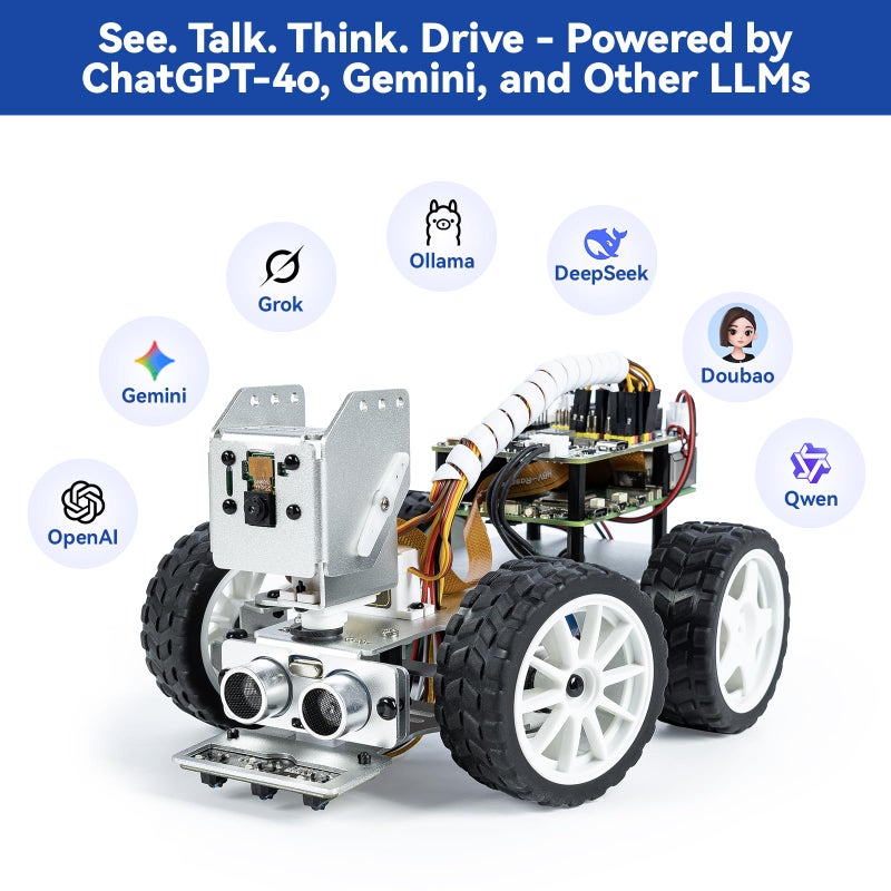 SunFounder Picar-X AI Video Robot Car Kit for Raspberry Pi 5/4/3B+/Zero 2w, LLMs ChatGPT-4o/Gemini/Grok, Voice&Video Recognition, Python, Scratch, Camera, Batterry (RPI NOT Included) - Image 2