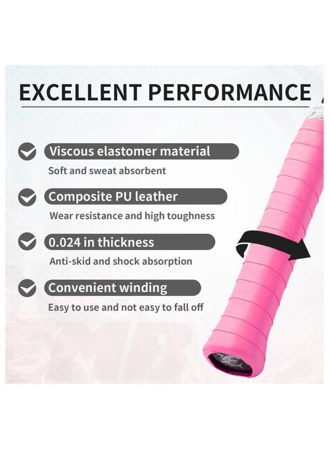 MBFISH Tennis Racket Grip Tape 3 Pack, Racket Grips Soft Racquet Overgrips for Tennis, Pickleball and Badminton - Thickness 0.024in Anti-Slip and Absorbent Tennis Grip Tape Set (Peach Pink) - Image 3
