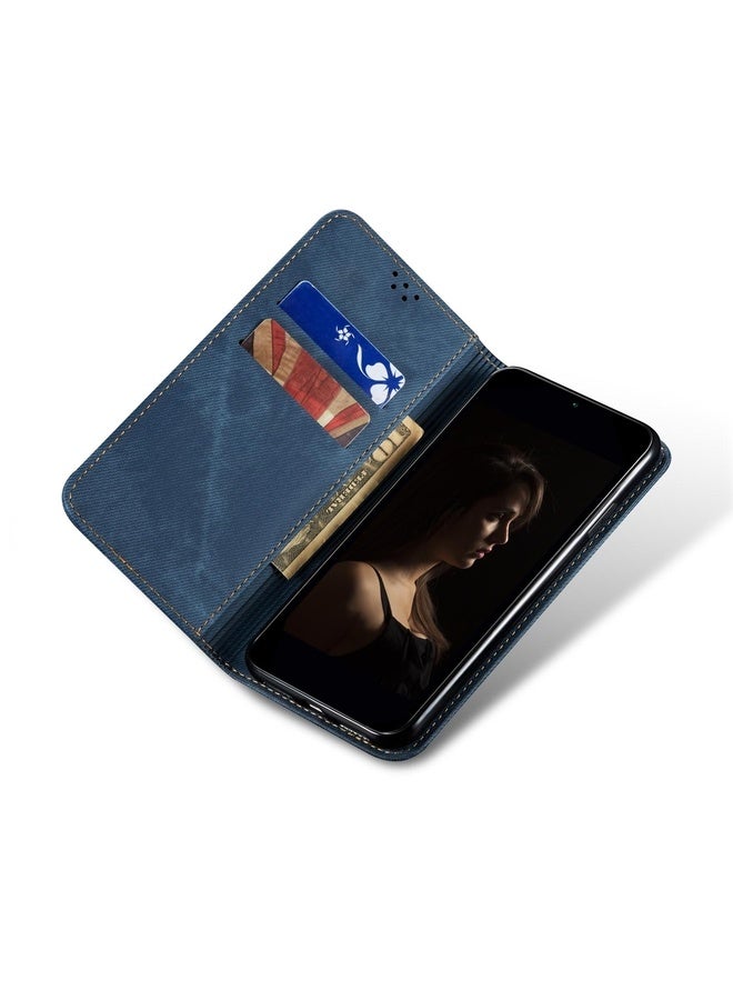 HuHa Case Cover For Motorola Edge 50 5G Global Denim Texture Flip Leather Phone Case(Blue) - Image 4