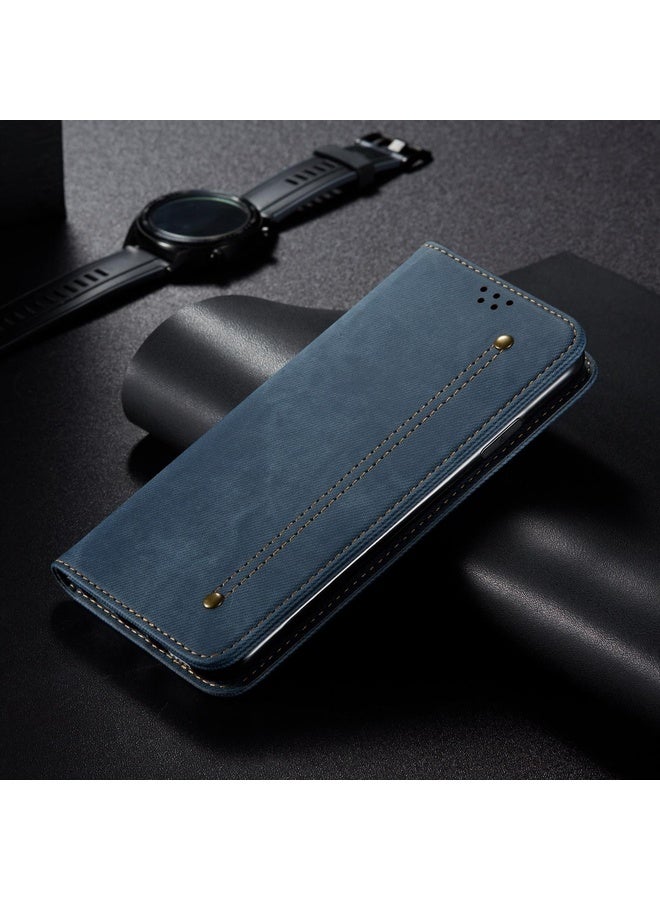 HuHa Case Cover For Motorola Edge 50 5G Global Denim Texture Flip Leather Phone Case(Blue) - Image 2