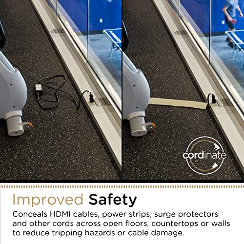Cordinate 6ft Floor Cord Cover, Cable Protector, Hide Extension Cords, Protect Cords, Prevent Cable Trips, Heavy Duty Cord Hider - Cable Cavity = 0.75" (W) x 0.43" (H) - Tan - Image 3