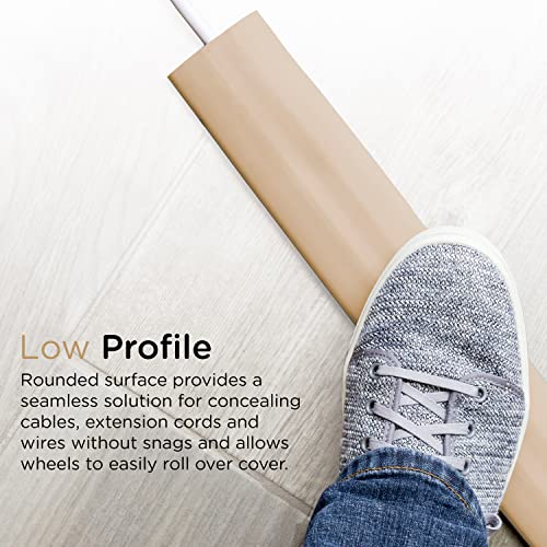 Cordinate 6ft Floor Cord Cover, Cable Protector, Hide Extension Cords, Protect Cords, Prevent Cable Trips, Heavy Duty Cord Hider - Cable Cavity = 0.75" (W) x 0.43" (H) - Tan - Image 5