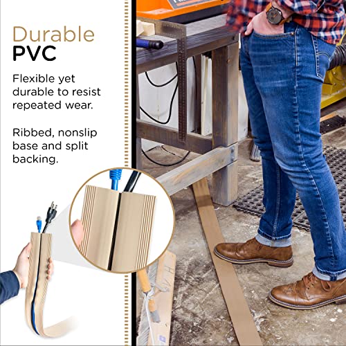 Cordinate 6ft Floor Cord Cover, Cable Protector, Hide Extension Cords, Protect Cords, Prevent Cable Trips, Heavy Duty Cord Hider - Cable Cavity = 0.75" (W) x 0.43" (H) - Tan - Image 4