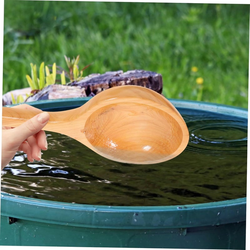 YARNOW Wooden Bathing Ladle for Sauna Room and Kitchen Portable Water Scoop Multipurpose Wood Utensil for Bathing and Cooking Convenient Water Ladle for Boys and Girls and Adults - Image 4