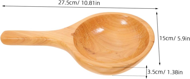 YARNOW Wooden Bathing Ladle for Sauna Room and Kitchen Portable Water Scoop Multipurpose Wood Utensil for Bathing and Cooking Convenient Water Ladle for Boys and Girls and Adults - Image 2