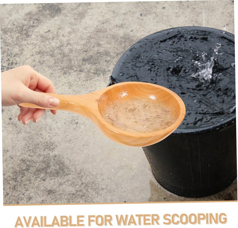 YARNOW Wooden Bathing Ladle for Sauna Room and Kitchen Portable Water Scoop Multipurpose Wood Utensil for Bathing and Cooking Convenient Water Ladle for Boys and Girls and Adults - Image 3
