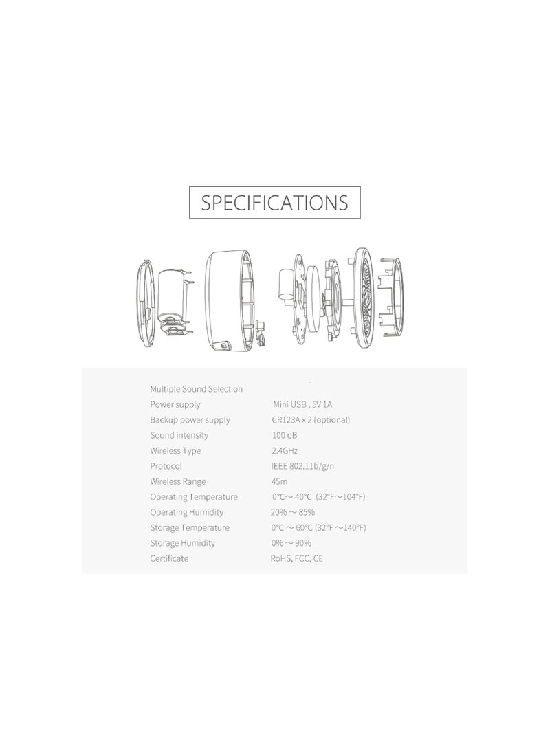 Zikra Smart Wi-Fi Siren Alarm, Wireless Alarm, Burglar Alarm with Sound and Light, 100dB Sounder, Tuya App Control, No Hub Required, for House, Apartment, Compatible with Alexa, Google Assistant(1 Pack) - Image 5