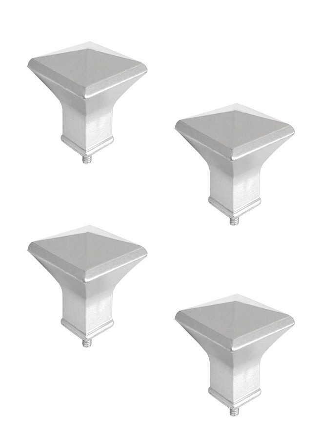 Kowibcl Finials For Curtain Rods, 4 Pcs Plastic Curtain Rod Finials for 5/8 Inch Dia Rod,Drapery Rod Finials of Square Design,M5 Thread Dia(Silver) - Image 1