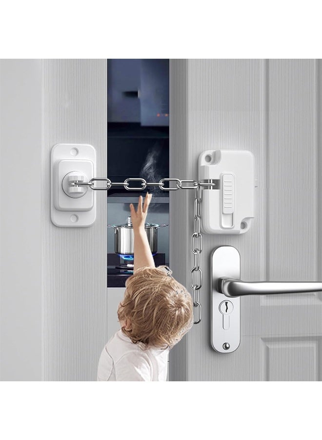 DUNISO 2Pcs Window Locks, Child Safety Heavy Refrigerator Lock，Adjustable Sliding Safety Window Locks, No Drill,Easy to Install，for Refrigerator, Cabinets, Closets, Drawers, Window，White - Image 4