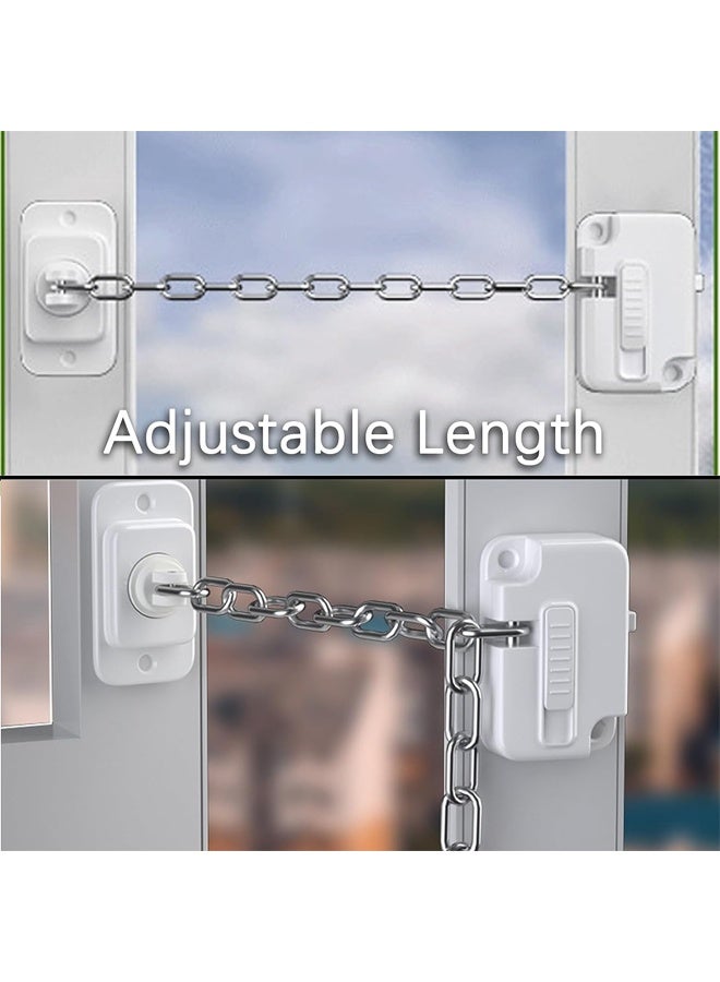 DUNISO 2Pcs Window Locks, Child Safety Heavy Refrigerator Lock，Adjustable Sliding Safety Window Locks, No Drill,Easy to Install，for Refrigerator, Cabinets, Closets, Drawers, Window，White - Image 2