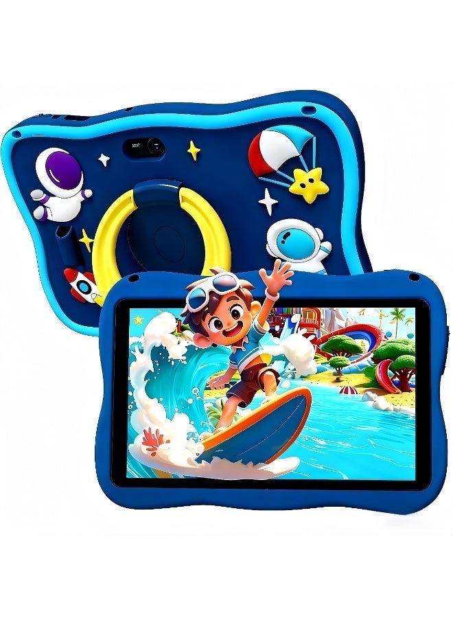 LBMT Kids Tablet 7 Inch with Shockproof Case, Android 14 and Parental Control Dual Camera for Children Educational Tablets,Kids Tablets 8GB+128GB with Quad-Core,WiFi 5, Bluetooth, Learning,Games, for Toddlers & Children 2-12 Years,Child-Friendly (Blue) - Image 1