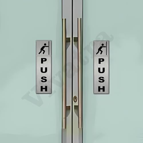 Vivatra Self Adhesive Acrylic Push and Pull Signage Board for Glass Wooden Doors Office Hospital Mall Gate| Silver| 7 x 2 Inches - Image 4