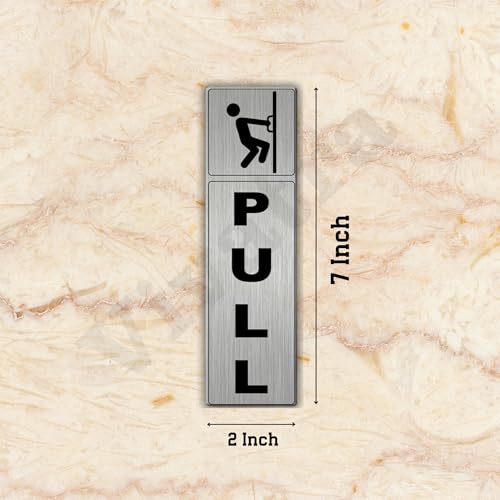 Vivatra Self Adhesive Acrylic Push and Pull Signage Board for Glass Wooden Doors Office Hospital Mall Gate| Silver| 7 x 2 Inches - Image 5