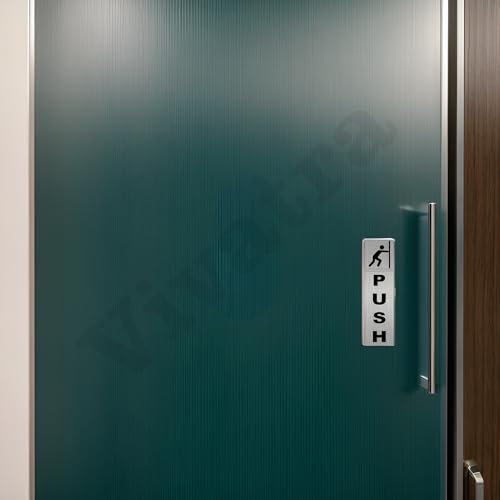 Vivatra Self Adhesive Acrylic Push and Pull Signage Board for Glass Wooden Doors Office Hospital Mall Gate| Silver| 7 x 2 Inches - Image 3