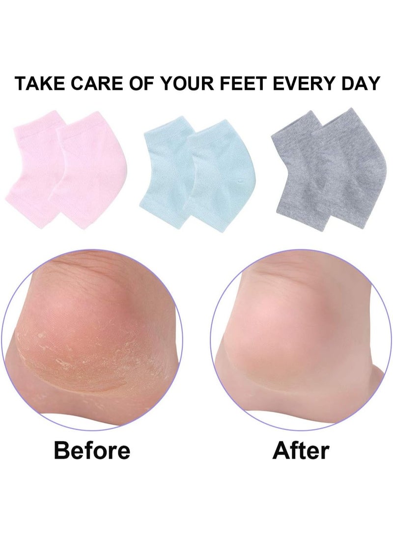 Vented Moisturizing Gel Heel Socks, 3 PairsToeless Spa Sock for Foot Care TreatmentCracked Heels, Dry Feet, Foot Calluses (GrayGreen, Pink) - Image 4