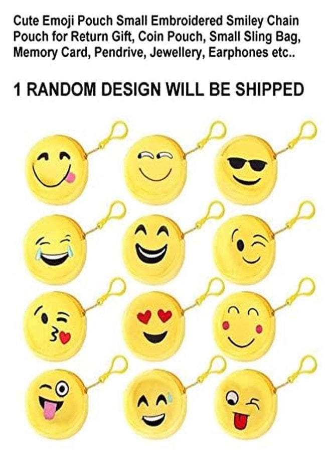 Skab Trendy Smiley Emoij Zipper Pouch Soft Stuffed Round Bag Coin Pouch Emoticons Smiley Wallet Purse for Girls Cute Coin Bag for Kids Boys,Girls, Women and Men (Yellow, Pack of 3) - Image 2