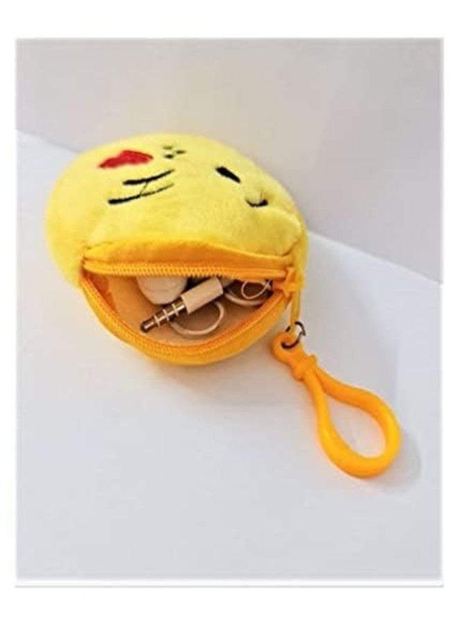 Skab Trendy Smiley Emoij Zipper Pouch Soft Stuffed Round Bag Coin Pouch Emoticons Smiley Wallet Purse for Girls Cute Coin Bag for Kids Boys,Girls, Women and Men (Yellow, Pack of 3) - Image 5