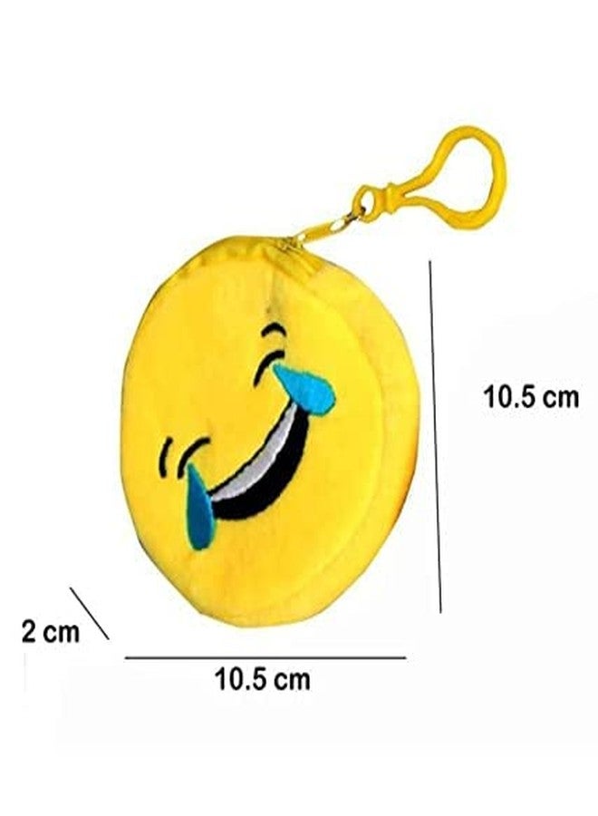 Skab Trendy Smiley Emoij Zipper Pouch Soft Stuffed Round Bag Coin Pouch Emoticons Smiley Wallet Purse for Girls Cute Coin Bag for Kids Boys,Girls, Women and Men (Yellow, Pack of 3) - Image 4