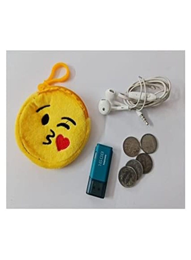Skab Trendy Smiley Emoij Zipper Pouch Soft Stuffed Round Bag Coin Pouch Emoticons Smiley Wallet Purse for Girls Cute Coin Bag for Kids Boys,Girls, Women and Men (Yellow, Pack of 3) - Image 3